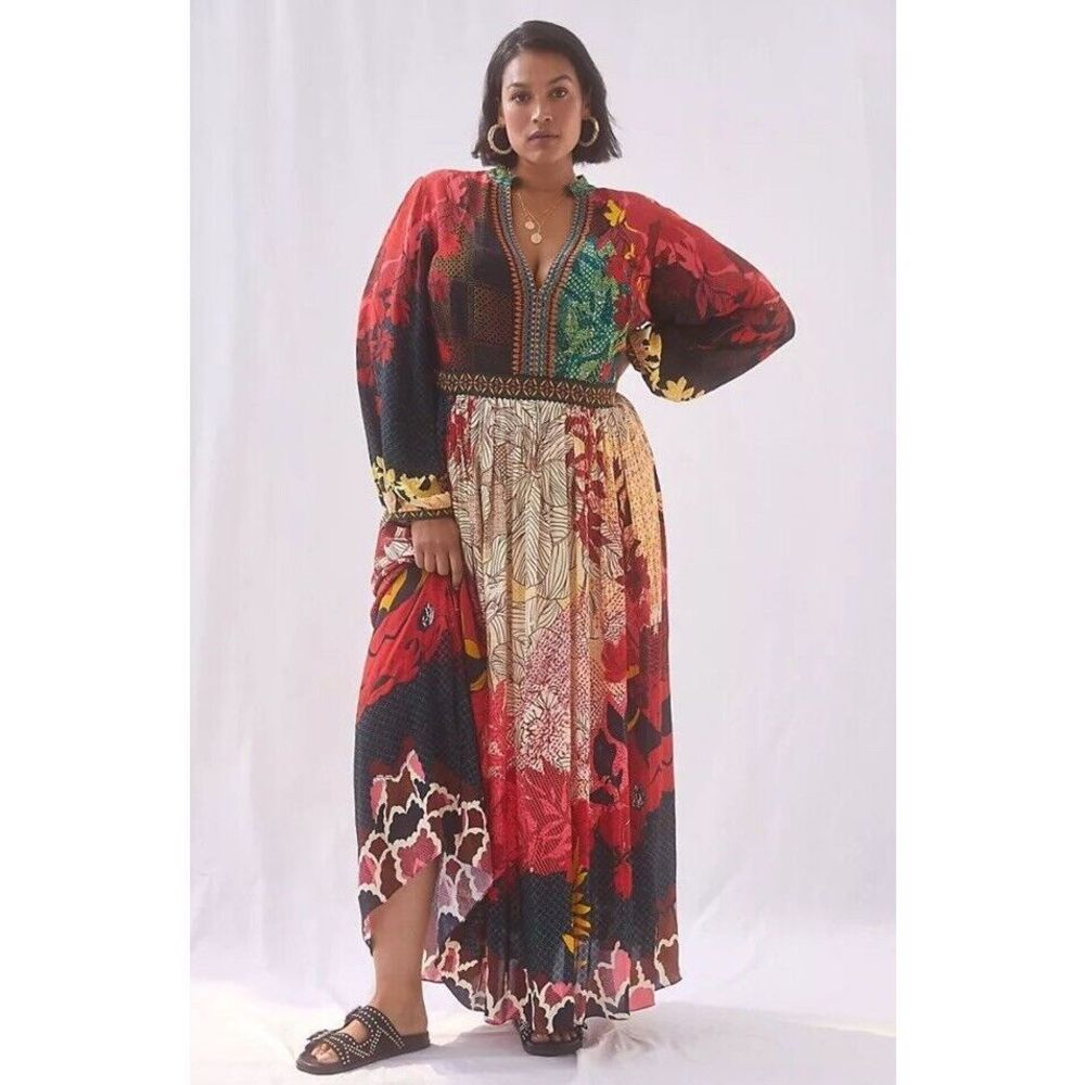 New Anthropologie We Select Dresses Bhanuni by Jyoti Patterned Maxi Dress Size 0 - Picture 2 of 9